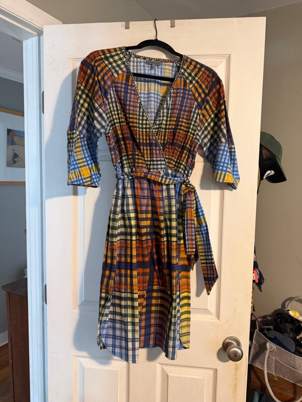 Plaid Wrap Dress in Multicolor - Women's Dress
